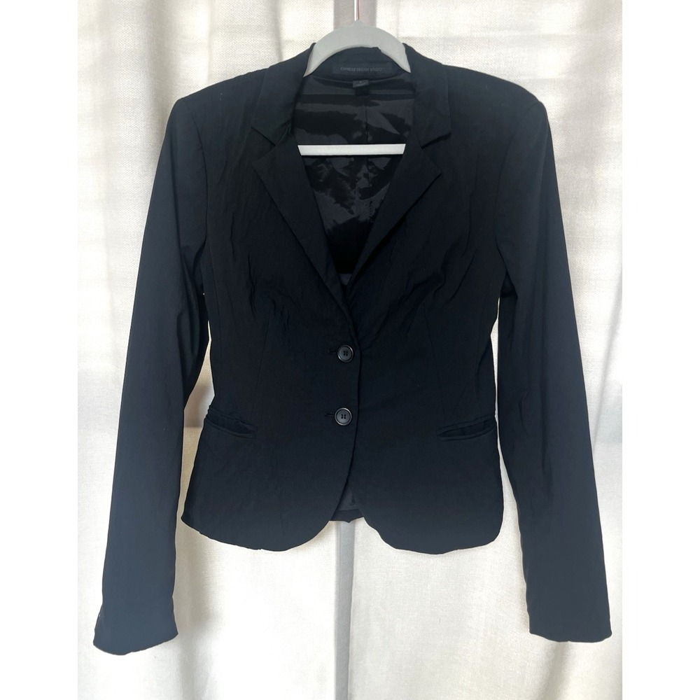 Express Women's Blazer Black Fitted  Long Sleeve Size 8 Suit Jacket